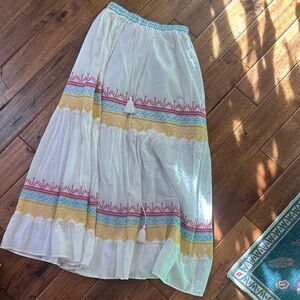 Bohemian White and Yellow Maxi Skirt size Small